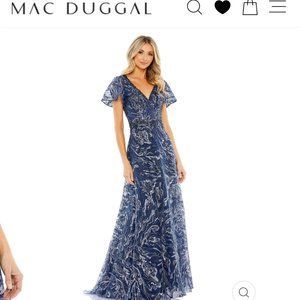 Mac Duggal Embellished Illusion Butterfly A-Line Gown